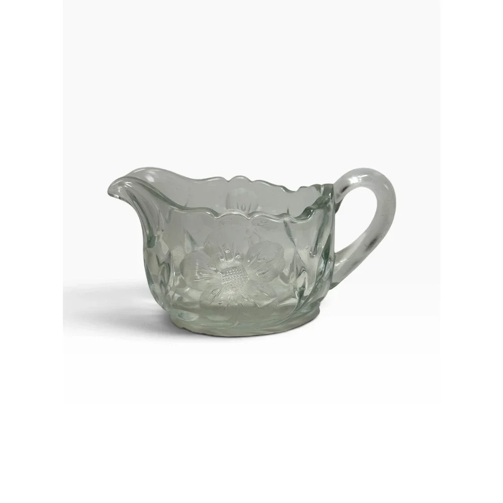 Scalloped Pressed Glass Creamer Pitcher 3x4